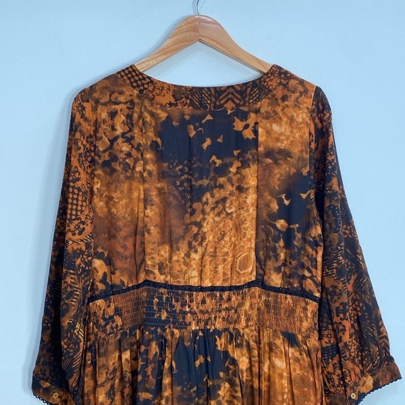 Soft Surroundings Midi Dress 12 Boho Art to Wear Burnished Copper - Picture 8 of 14
